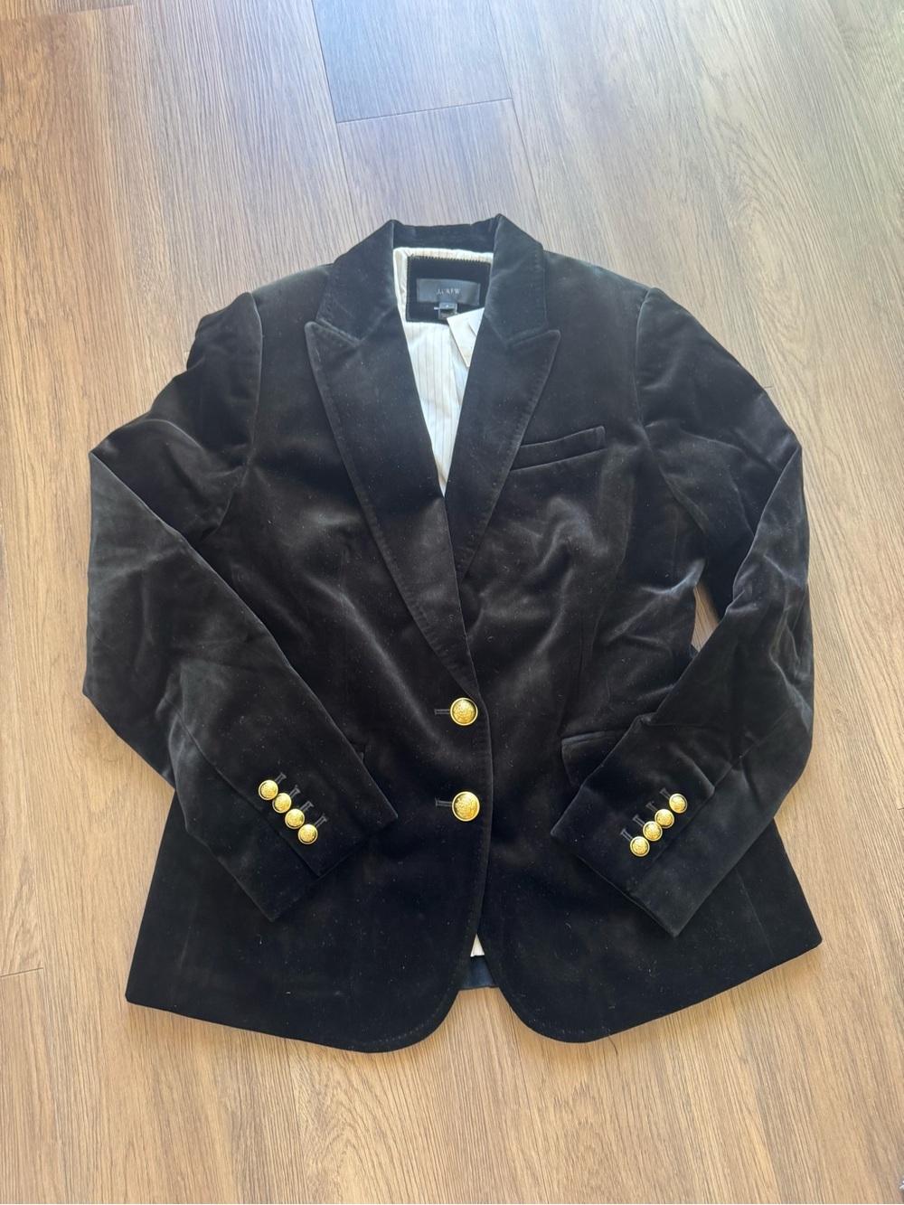 J crew Black Velvet Blazer with Gold Buttons Sz 8 NWT